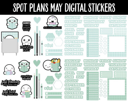 Spot Plans May Digital Stickers | GoodNotes, iPad and Android | Sassy, Spring, Adulting, Planning, Pastel