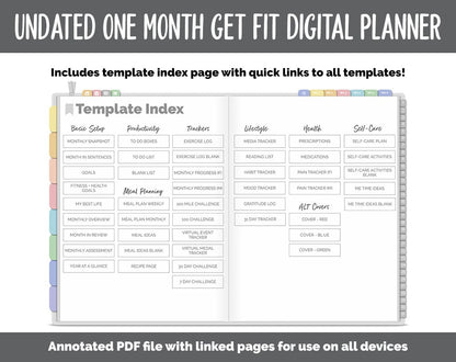 NEW! Undated Get Fit One Month Digital Planner | Daydream Theme - Best Health Edition | GoodNotes, iPad & Android | Fitness, Self-Care