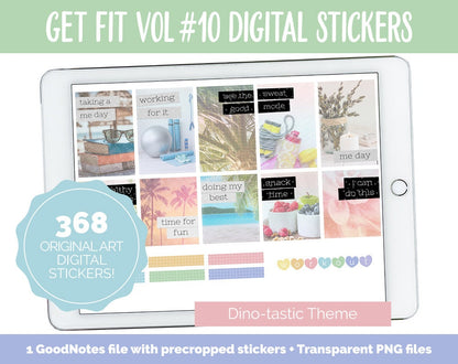 Get Fit Vol #10 Digital Stickers | GoodNotes & iPad | Fitness, Health, Self-Care, Workout | Dino-tastic
