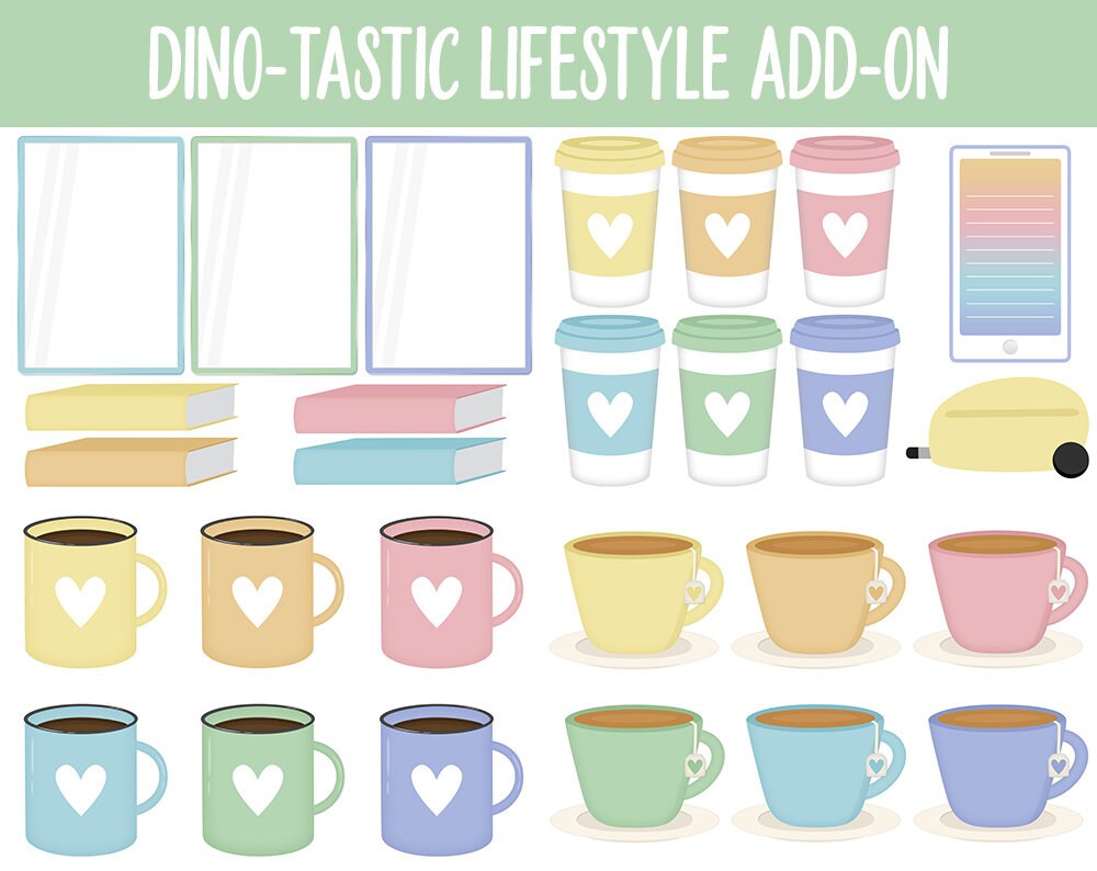 Dino-tastic Lifestyle Add-On Digital Stickers | GoodNotes & iPad | TV, Playlist, Travel, Reading, Work, Groceries