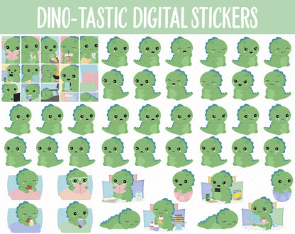 Dino-tastic Digital Sticker Mega Bundle | GoodNotes & iPad | June, Dinosaurs, Kawaii, Activities, Goals, Tasks