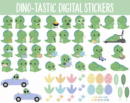 Dino-tastic Digital Sticker Mega Bundle | GoodNotes & iPad | June, Dinosaurs, Kawaii, Activities, Goals, Tasks