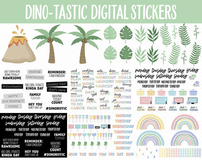 Dino-tastic Digital Sticker Mega Bundle | GoodNotes & iPad | June, Dinosaurs, Kawaii, Activities, Goals, Tasks