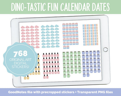 Dino-tastic Fun Calendar Date Digital Stickers | GoodNotes, iPad and Android