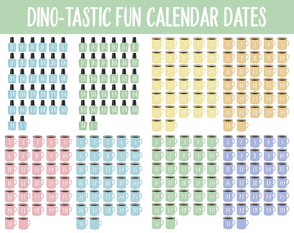 Dino-tastic Fun Calendar Date Digital Stickers | GoodNotes, iPad and Android