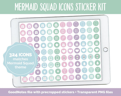 Mermaid Squad Icon Digital Planner Stickers | GoodNotes, iPad and Android | Icons, Life, Weather, Everyday