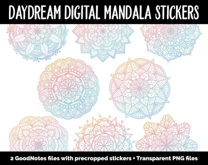 Daydream Mandala Digital Planner Stickers | GoodNotes, iPad and Android | Gradient, Ombre, Coloring