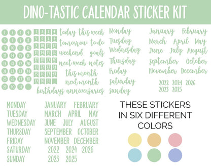 Dino-tastic Calendar Essentials Digital Planner Stickers | GoodNotes, iPad and Android | Dates, Days of the Week, Months