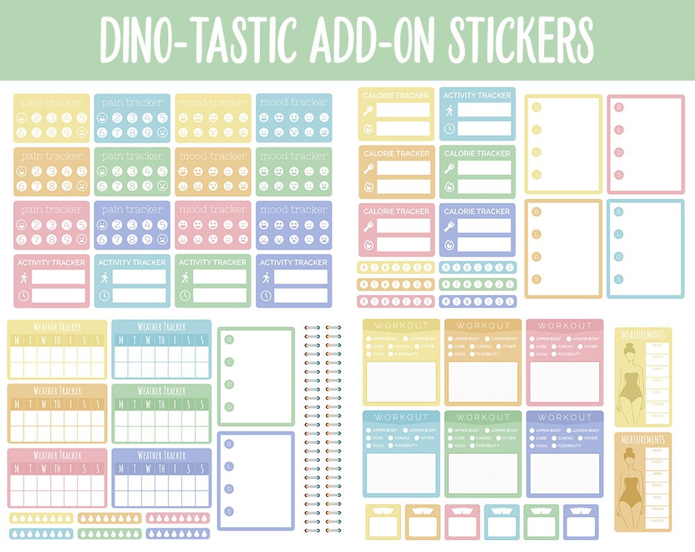 Dino-tastic Add-On Digital Stickers | GoodNotes & iPad | Trackers, Budget, Fitness, Health, Habits