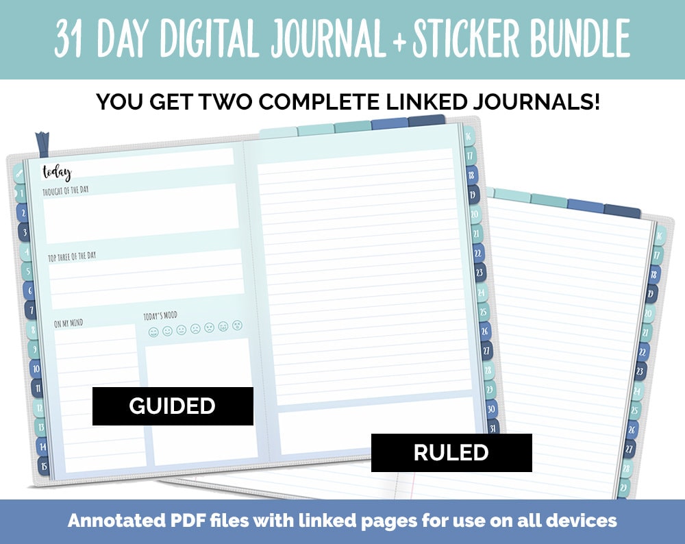 31 Day Digital Journal + Sticker Bundle | Lakeside Theme