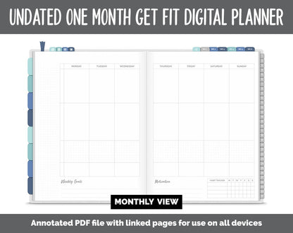 NEW! Undated Get Fit One Month Digital Planner | Lakeside Theme - Best Health Edition | GoodNotes, iPad & Android | Fitness, Self-Care