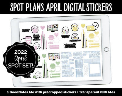 Spot Plans April Digital Stickers | GoodNotes, iPad and Android | Easter, Sassy, Spring, Adulting, Planning