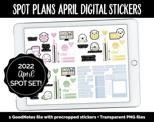 Spot Plans April Digital Stickers | GoodNotes, iPad and Android | Easter, Sassy, Spring, Adulting, Planning