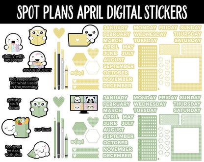 Spot Plans April Digital Stickers | GoodNotes, iPad and Android | Easter, Sassy, Spring, Adulting, Planning