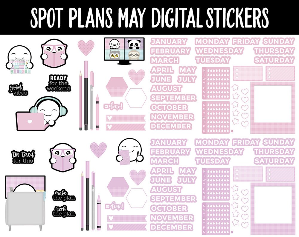 Spot Plans May Digital Stickers | GoodNotes, iPad and Android | Sassy, Spring, Adulting, Planning, Pastel