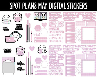 Spot Plans May Digital Stickers | GoodNotes, iPad and Android | Sassy, Spring, Adulting, Planning, Pastel