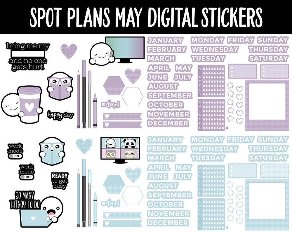 Spot Plans May Digital Stickers | GoodNotes, iPad and Android | Sassy, Spring, Adulting, Planning, Pastel