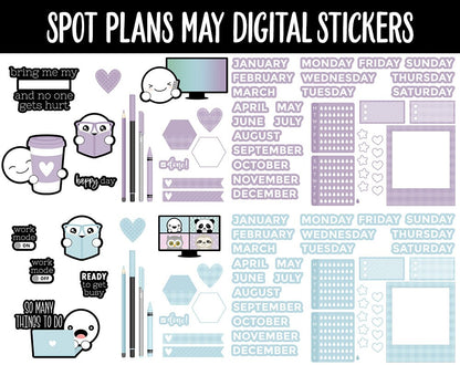 Spot Plans May Digital Stickers | GoodNotes, iPad and Android | Sassy, Spring, Adulting, Planning, Pastel