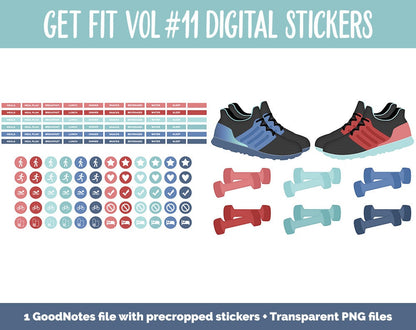Get Fit Vol #11 Digital Stickers | GoodNotes & iPad | Fitness, Health, Self-Care, Workout | Lake Life