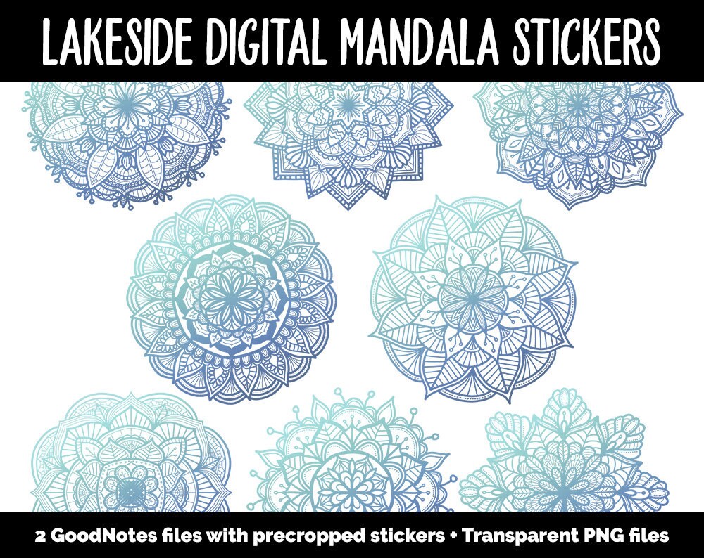 Lakeside Mandala Digital Planner Stickers | GoodNotes, iPad and Android | Gradient, Ombre, Coloring