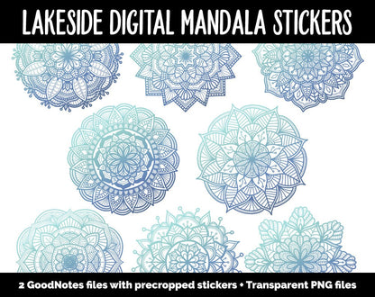 Lakeside Mandala Digital Planner Stickers | GoodNotes, iPad and Android | Gradient, Ombre, Coloring