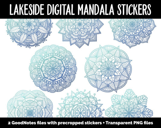 Lakeside Mandala Digital Planner Stickers | GoodNotes, iPad and Android | Gradient, Ombre, Coloring