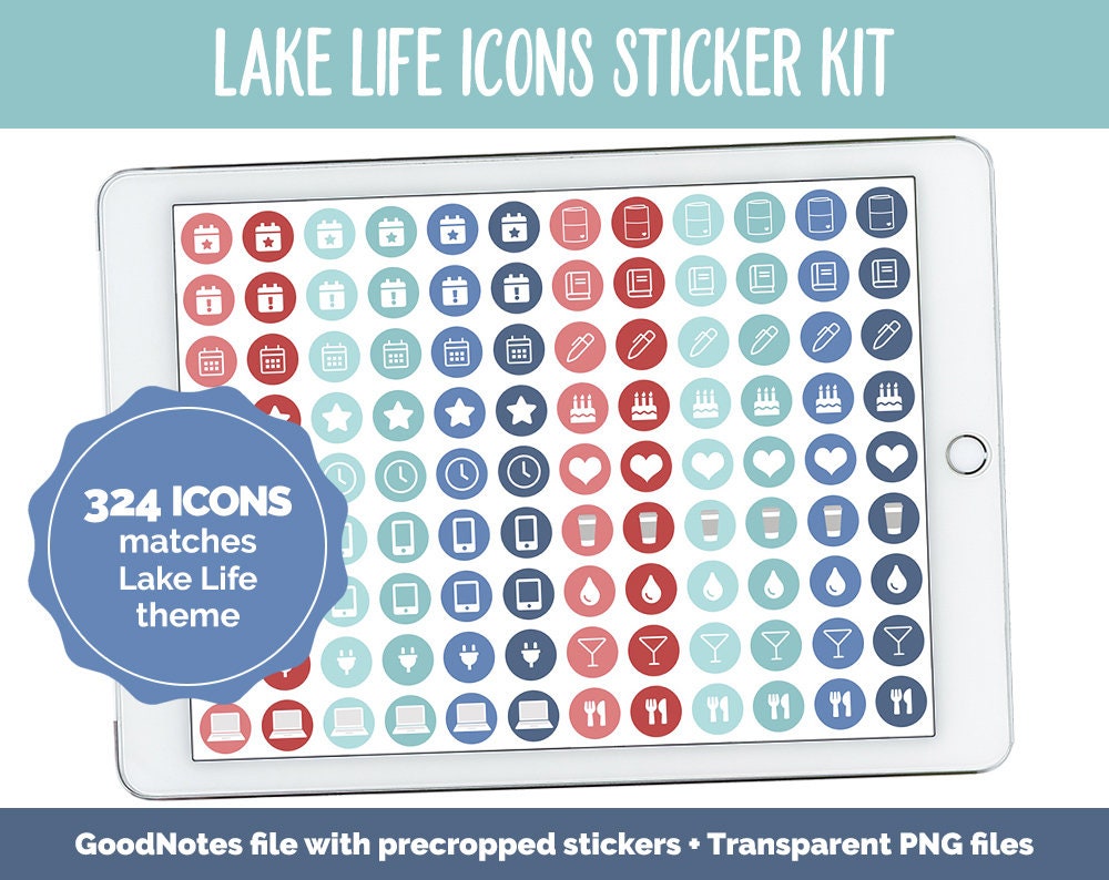 Lake Life Icon Digital Planner Stickers | GoodNotes, iPad and Android | Icons, Life, Weather, Everyday