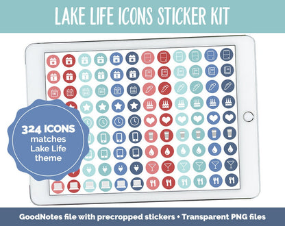 Lake Life Icon Digital Planner Stickers | GoodNotes, iPad and Android | Icons, Life, Weather, Everyday