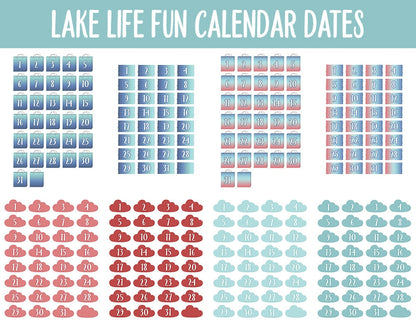 Lake Life Fun Calendar Date Digital Stickers | GoodNotes, iPad and Android