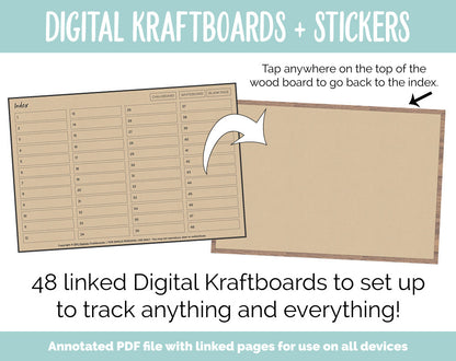 Digital Kraftboard + Stickers | GoodNotes, iPad & Android | Sticky Notes, Chalkboard, Magnets, Lists