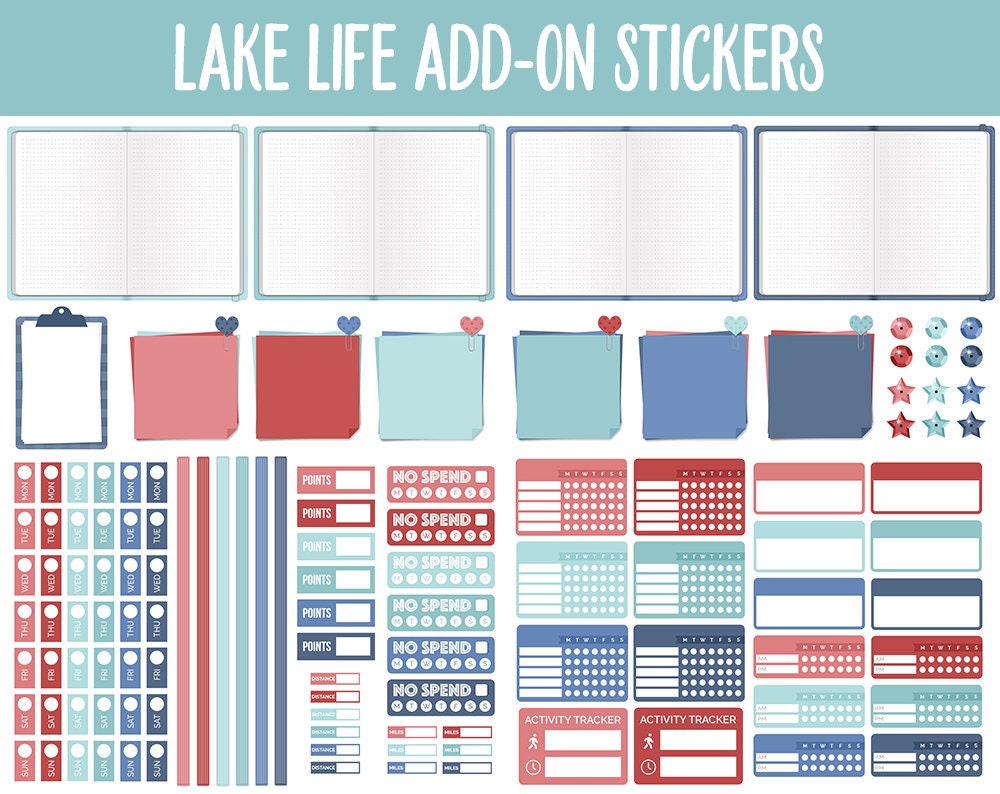 Lake Life Add-On Digital Stickers | GoodNotes & iPad | Trackers, Budget, Fitness, Health, Habits