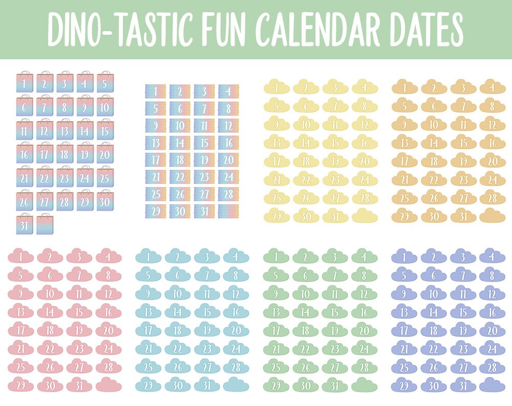 Dino-tastic Fun Calendar Date Digital Stickers | GoodNotes, iPad and Android
