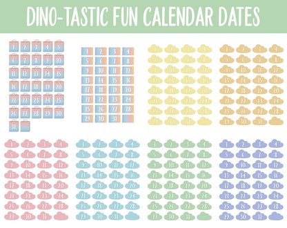 Dino-tastic Fun Calendar Date Digital Stickers | GoodNotes, iPad and Android