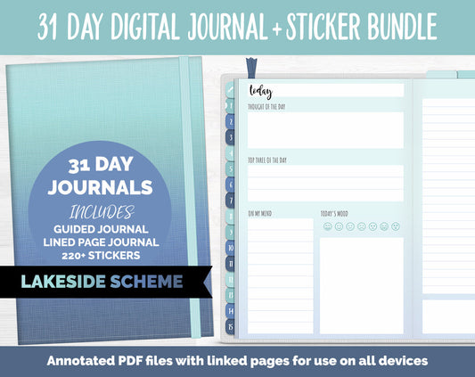 31 Day Digital Journal + Sticker Bundle | Lakeside Theme