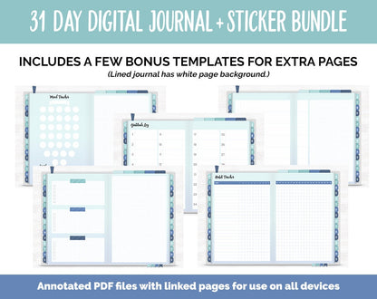 31 Day Digital Journal + Sticker Bundle | Lakeside Theme