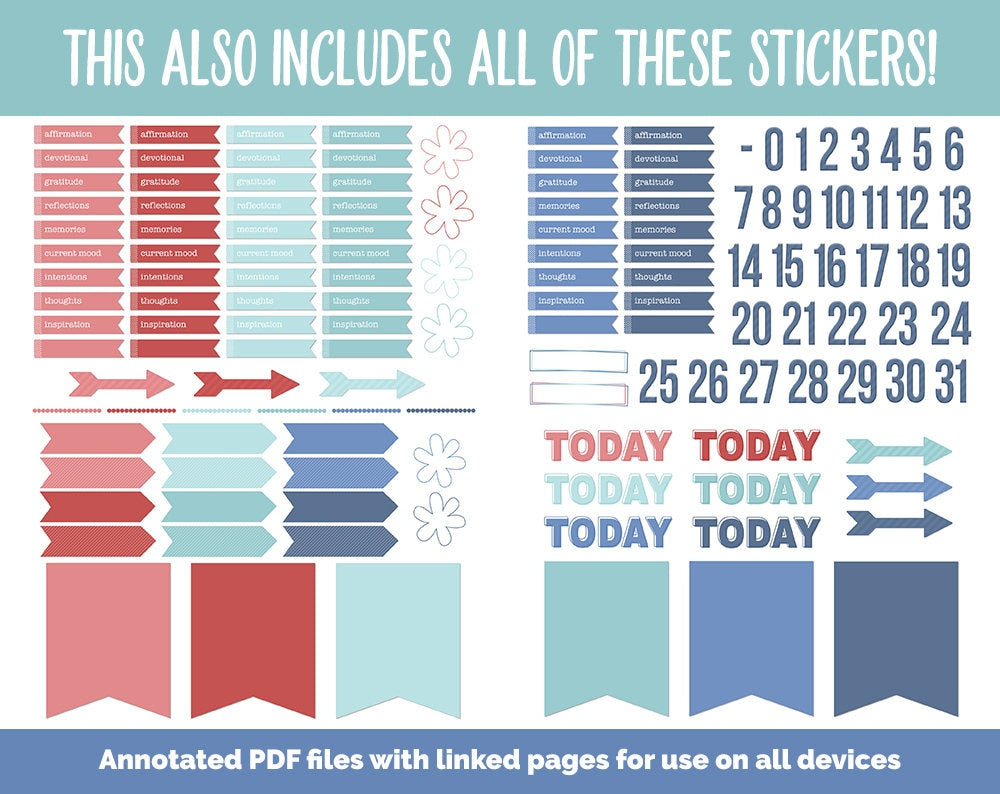 31 Day Digital Journal + Sticker Bundle | Lakeside Theme