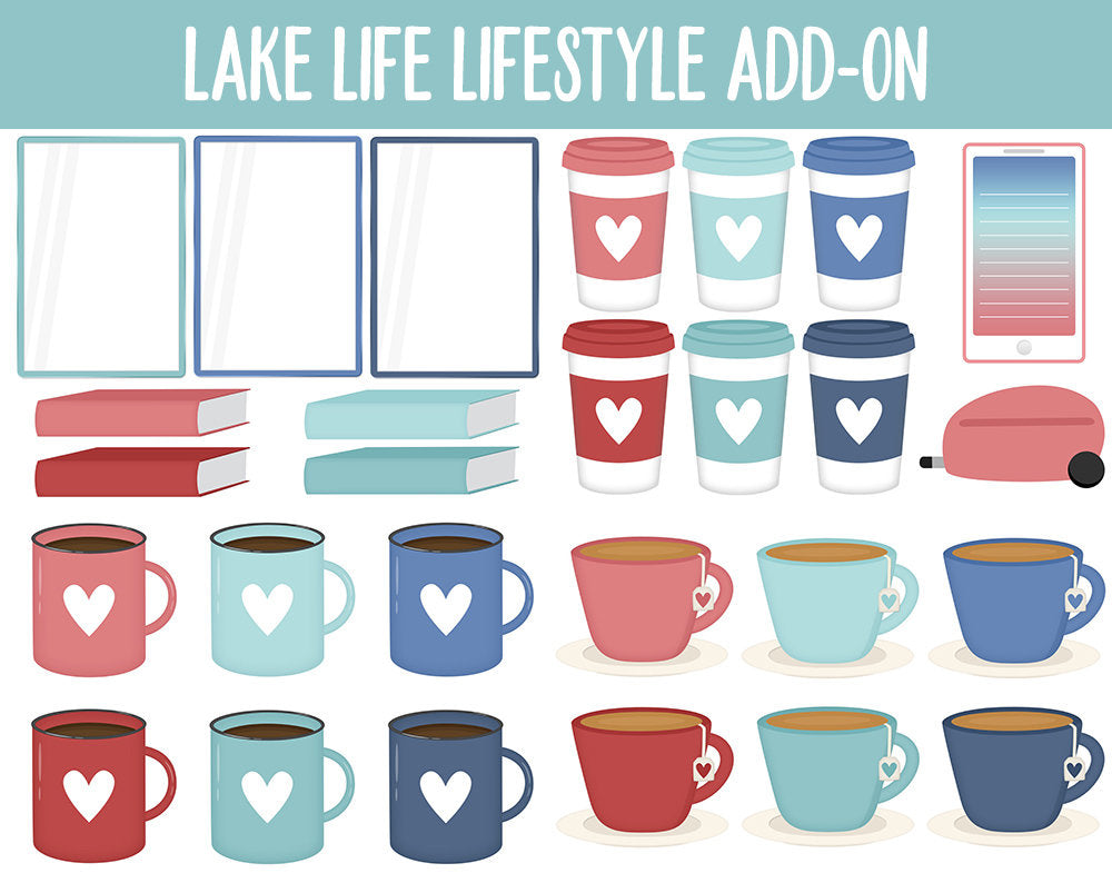 Lake Life Lifestyle Add-On Digital Stickers | GoodNotes & iPad | TV, Playlist, Travel, Reading, Work, Groceries