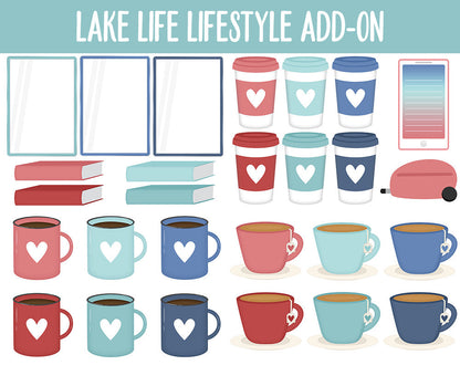 Lake Life Lifestyle Add-On Digital Stickers | GoodNotes & iPad | TV, Playlist, Travel, Reading, Work, Groceries