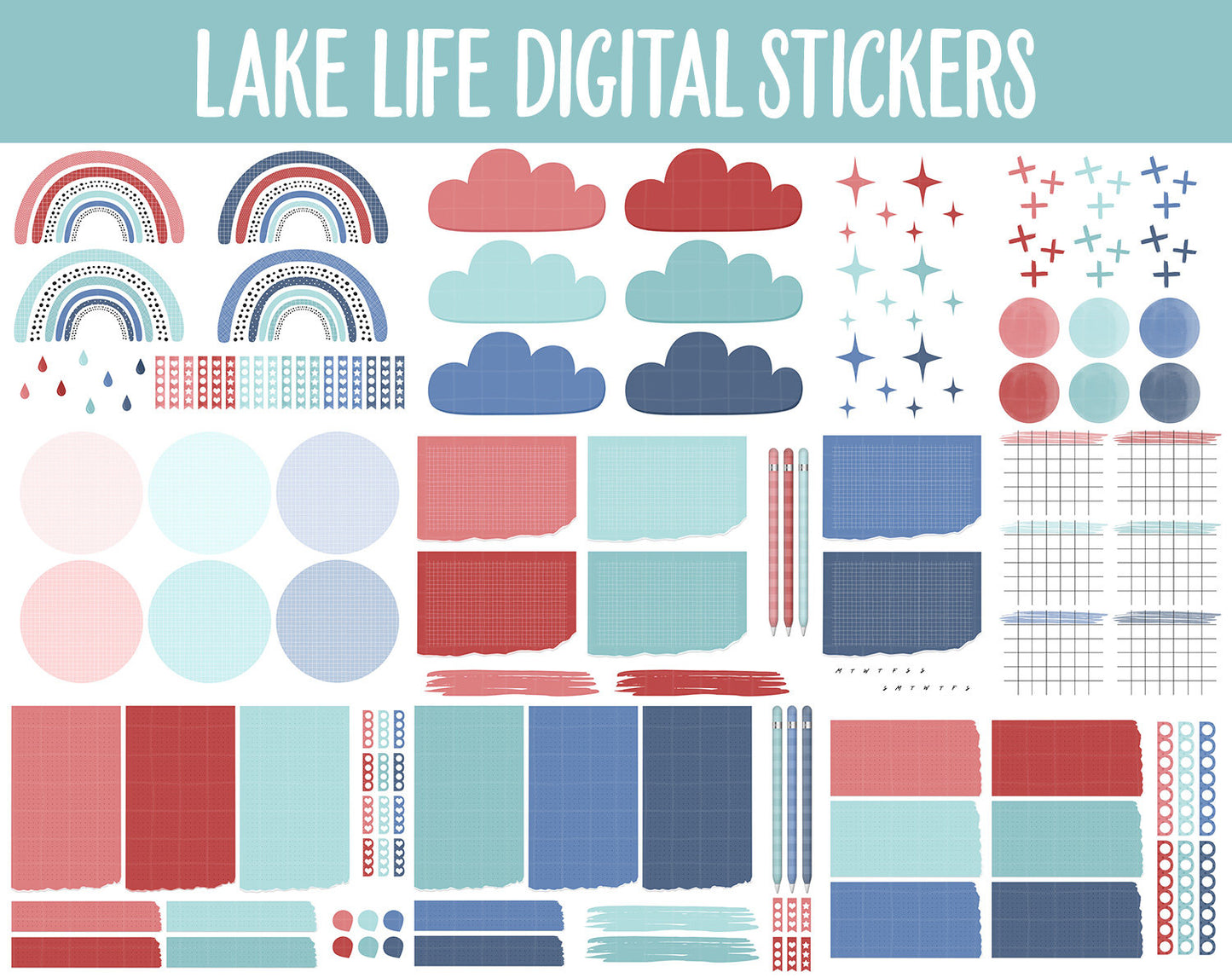 Lake Life Digital Sticker Mega Bundle | GoodNotes & iPad | July, Outdoors, Summer, Kawaii, Activities, Goals, Tasks