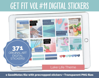Get Fit Vol #11 Digital Stickers | GoodNotes & iPad | Fitness, Health, Self-Care, Workout | Lake Life