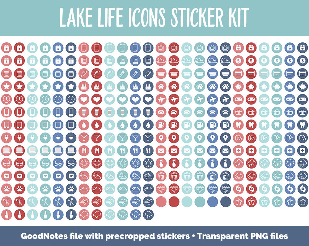 Lake Life Icon Digital Planner Stickers | GoodNotes, iPad and Android | Icons, Life, Weather, Everyday