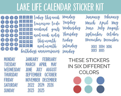 Lake Life Calendar Essentials Digital Planner Stickers | GoodNotes, iPad and Android | Dates, Days of the Week, Months