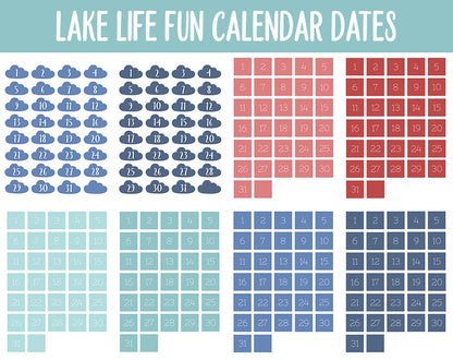 Lake Life Fun Calendar Date Digital Stickers | GoodNotes, iPad and Android