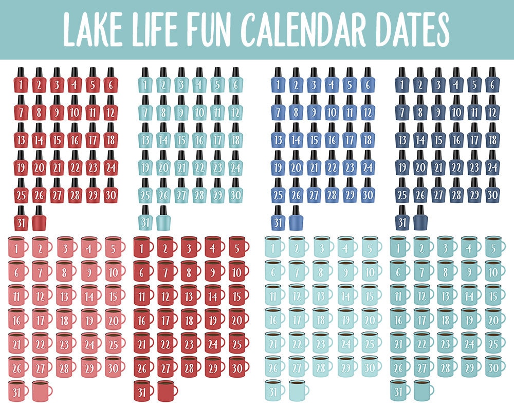 Lake Life Fun Calendar Date Digital Stickers | GoodNotes, iPad and Android