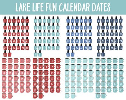 Lake Life Fun Calendar Date Digital Stickers | GoodNotes, iPad and Android
