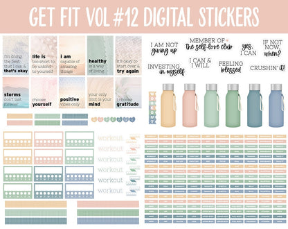 Get Fit Vol #12 Digital Stickers | GoodNotes & iPad | Fitness, Health, Self-Care, Workout | Boho Life