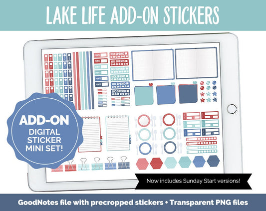 Lake Life Add-On Digital Stickers | GoodNotes & iPad | Trackers, Budget, Fitness, Health, Habits