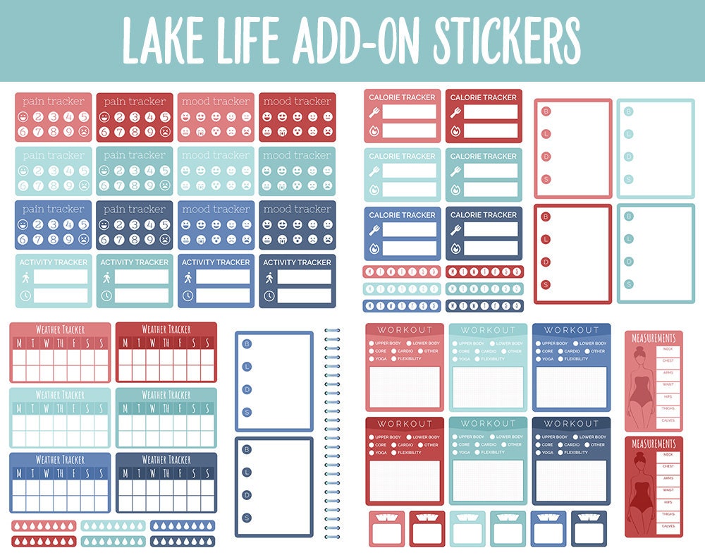 Lake Life Add-On Digital Stickers | GoodNotes & iPad | Trackers, Budget, Fitness, Health, Habits