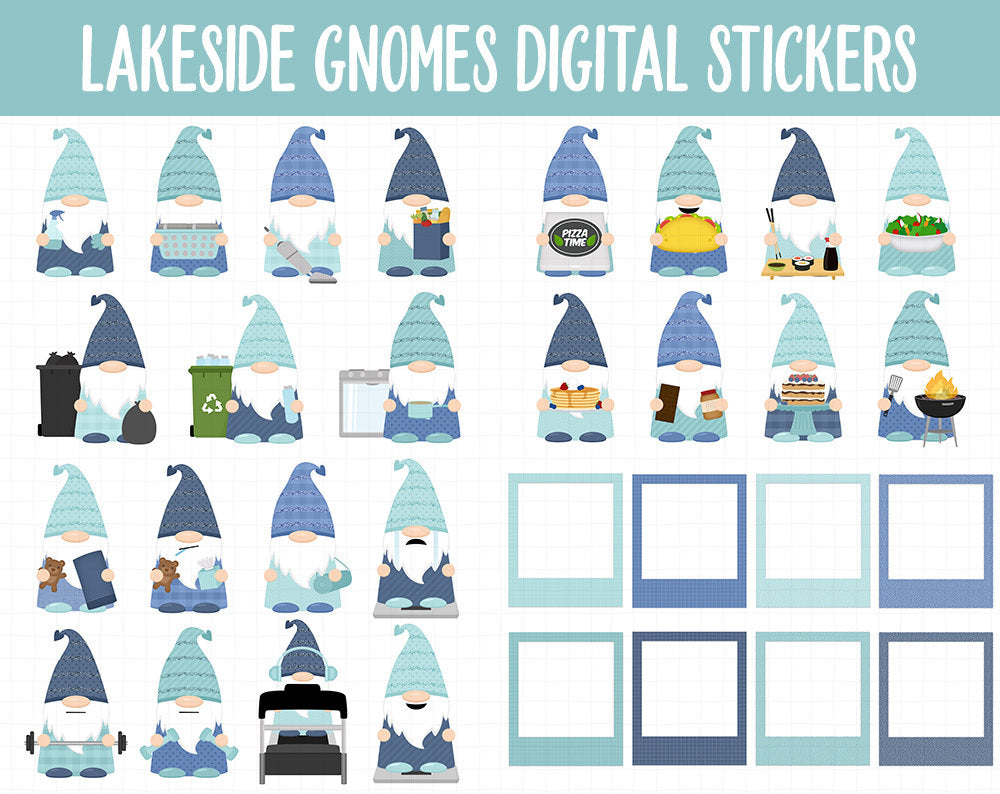 Lakeside Gnomes Digital Stickers | GoodNotes & iPad | Summer, Lake, Beach, Outdoor, Activities, Tasks