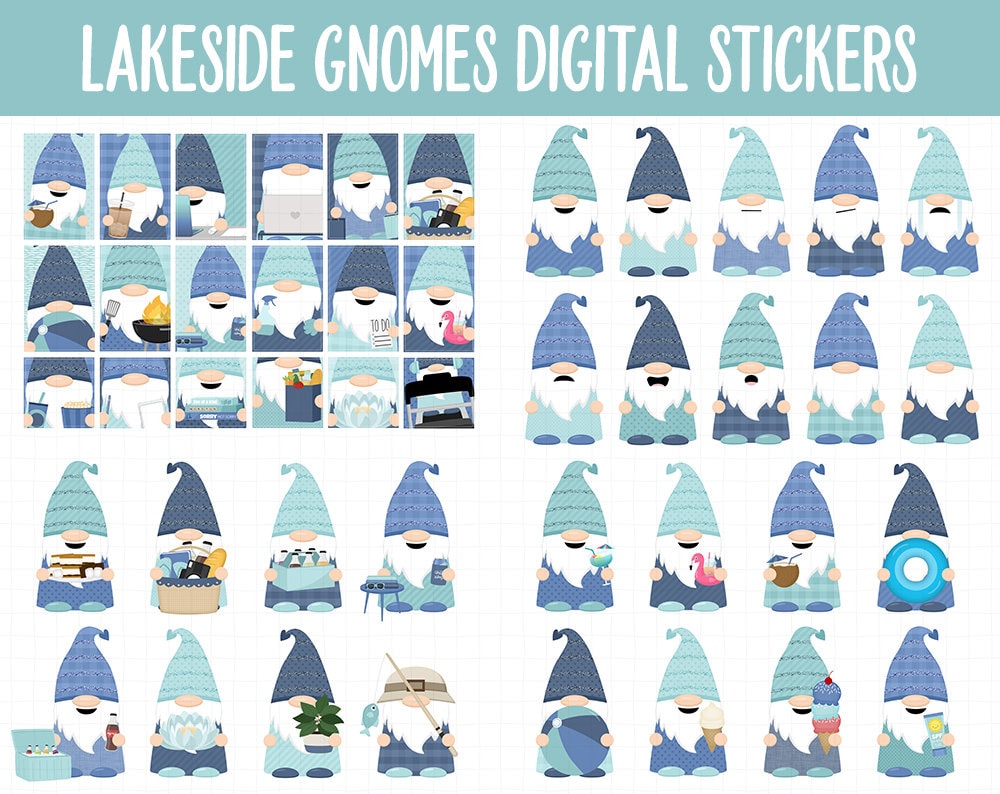 Lakeside Gnomes Digital Stickers | GoodNotes & iPad | Summer, Lake, Beach, Outdoor, Activities, Tasks
